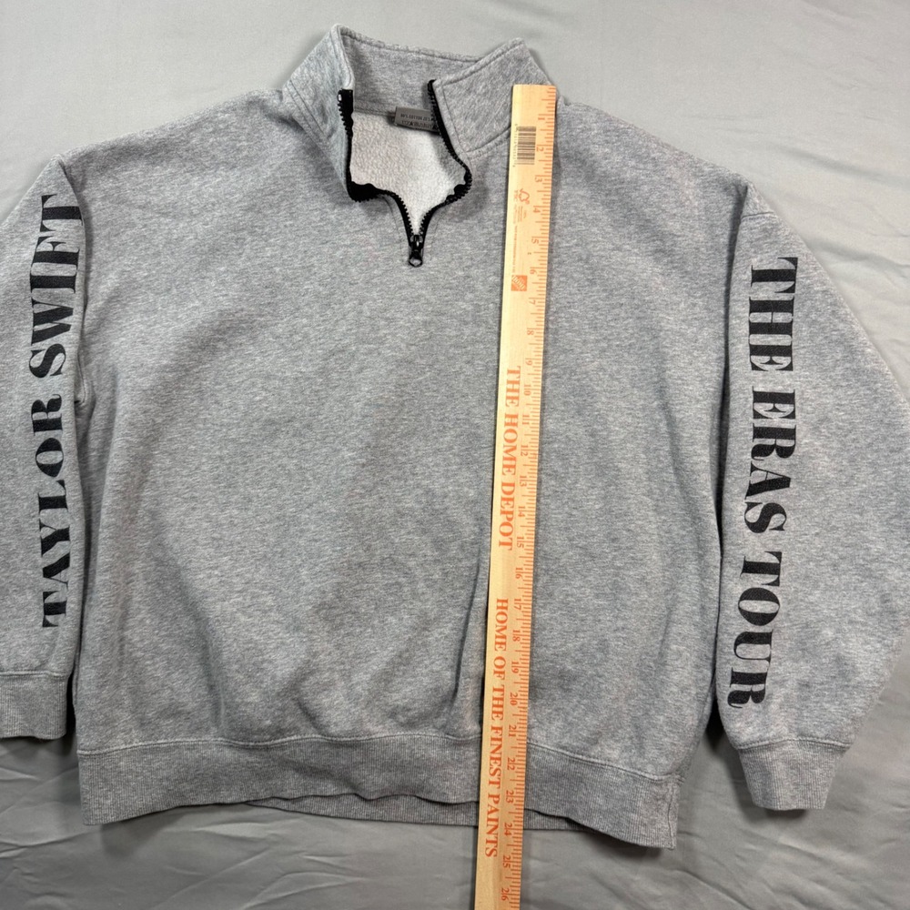 Taylor Swift The Eras Tour Quarter Zip Pullover Heather Gray Sz M Concert Merch - Picture 5 of 6